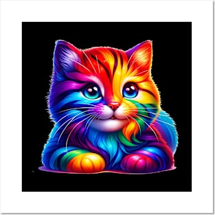 Colorful Rainbow Kitten Mosaic Art Posters and Art